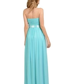 Long Black Strapless Chiffon Dress With V Notch By Poly USA Prom 11 Long Black Strapless Chiffon Dress With V Notch By Poly USA Prom