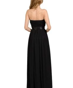 Long Blush Strapless Chiffon Dress With V Notch By Poly USA 11 Long Blush Strapless Chiffon Dress With V Notch By Poly USA