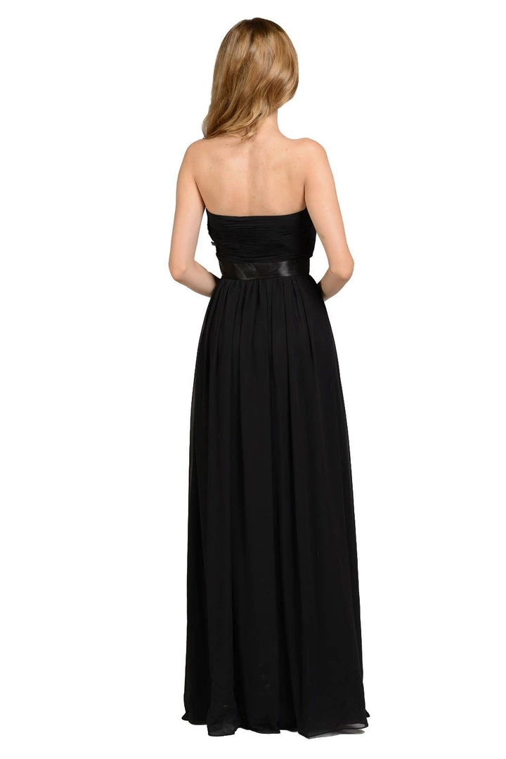 Long Blush Strapless Chiffon Dress With V Notch By Poly USA 6 Long Blush Strapless Chiffon Dress With V Notch By Poly USA