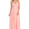 Long Blush Strapless Chiffon Dress With V Notch By Poly USA