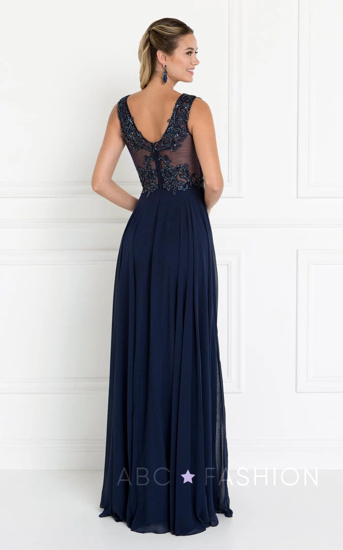 Long Burgundy Dress With Beaded Illusion Bodice By Elizabeth K GL1566 6 Long Burgundy Dress With Beaded Illusion Bodice By Elizabeth K GL1566