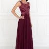 Long Burgundy Dress With Beaded Illusion Bodice By Elizabeth K GL1566 2 Long Burgundy Dress With Beaded Illusion Bodice By Elizabeth K GL1566