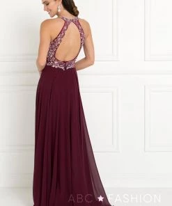 Long Burgundy Dress With Jeweled Bodice By Elizabeth K GL1564 7 Long Burgundy Dress With Jeweled Bodice By Elizabeth K GL1564