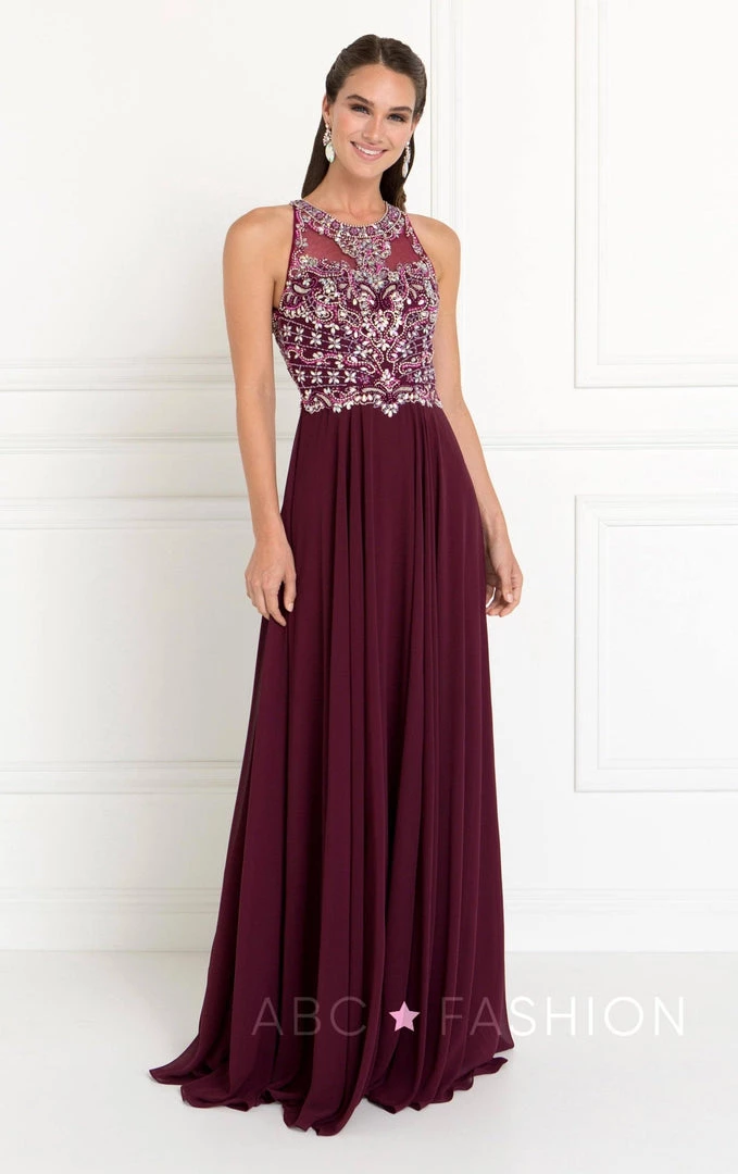 Long Burgundy Dress With Jeweled Bodice By Elizabeth K GL1564 3 Long Burgundy Dress With Jeweled Bodice By Elizabeth K GL1564