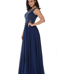 Long Burgundy Dress With Lace Applique Bodice By Poly USA Prom 11 Long Burgundy Dress With Lace Applique Bodice By Poly USA Prom