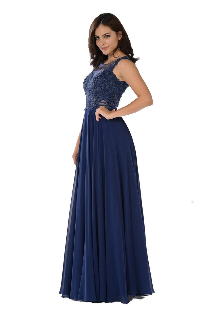 Long Burgundy Dress With Lace Applique Bodice By Poly USA Prom 6 Long Burgundy Dress With Lace Applique Bodice By Poly USA Prom