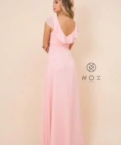 Long Butterfly Chiffon Sleeve Dress By Nox Anabel 7123 Prom