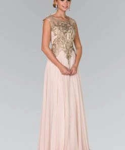 Long Cap Sleeve Dress With Lace Applique By Elizabeth K GL2407 13 Long Cap Sleeve Dress With Lace Applique By Elizabeth K GL2407