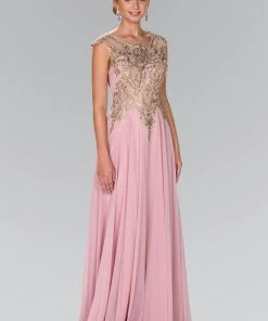 Long Cap Sleeve Dress With Lace Applique By Elizabeth K GL2407 11 Long Cap Sleeve Dress With Lace Applique By Elizabeth K GL2407