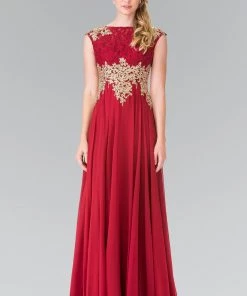 Prom Long Cap Sleeve Dress With Lace Top By Elizabeth K GL2228 11 Prom Long Cap Sleeve Dress With Lace Top By Elizabeth K GL2228