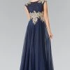 Prom Long Cap Sleeve Dress With Lace Top By Elizabeth K GL2228