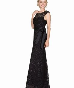 Fitted Long Cap Sleeve Lace Dress By Cinderella Divine A1603 Prom