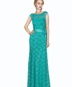 Fitted Long Cap Sleeve Lace Dress By Cinderella Divine A1603 Prom