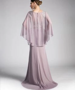 Long Lace Bodice Cape Dress By Cinderella Divine OC0001 12 Long Lace Bodice Cape Dress By Cinderella Divine OC0001