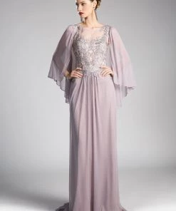 Long Lace Bodice Cape Dress By Cinderella Divine OC0001 11 Long Lace Bodice Cape Dress By Cinderella Divine OC0001