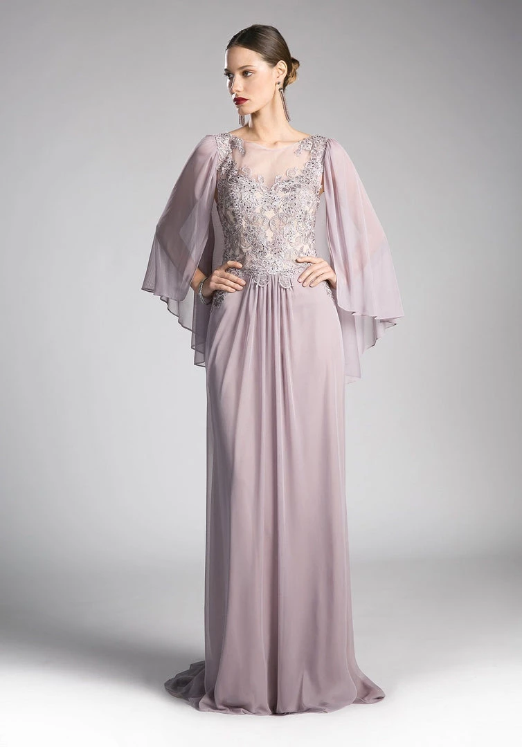 Long Lace Bodice Cape Dress By Cinderella Divine OC0001 5 Long Lace Bodice Cape Dress By Cinderella Divine OC0001