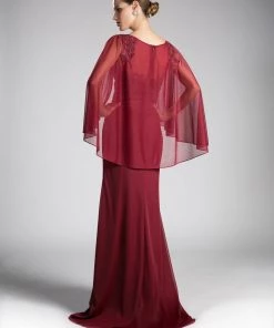 Long Lace Bodice Cape Dress By Cinderella Divine OC0001 10 Long Lace Bodice Cape Dress By Cinderella Divine OC0001