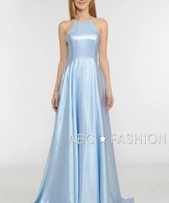 Prom Long Charmeuse Dress With Strappy Open Back By Poly USA 8250