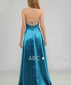 Prom Long Charmeuse Dress With Strappy Open Back By Poly USA 8250