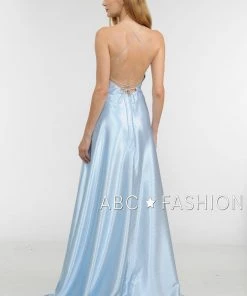 Prom Long Charmeuse Dress With Strappy Open Back By Poly USA 8250