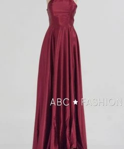 Prom Long Charmeuse Dress With Strappy Open Back By Poly USA 8250