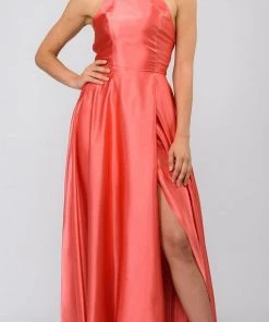 Prom Long Charmeuse Dress With Strappy Open Back By Poly USA 8250