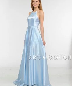Prom Long Charmeuse Dress With Strappy Open Back By Poly USA 8250