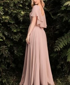 New Long Chiffon Capelet Dress By Cinderella Divine HT101