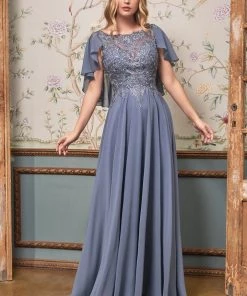 New Long Chiffon Capelet Dress By Cinderella Divine HT101