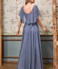 New Long Chiffon Capelet Dress By Cinderella Divine HT101