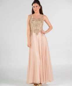 Long Chiffon Dress With Lace Applique Bodice By Poly USA 7644 Prom 12 Long Chiffon Dress With Lace Applique Bodice By Poly USA 7644 Prom
