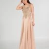 Long Chiffon Dress With Lace Applique Bodice By Poly USA 7644 Prom