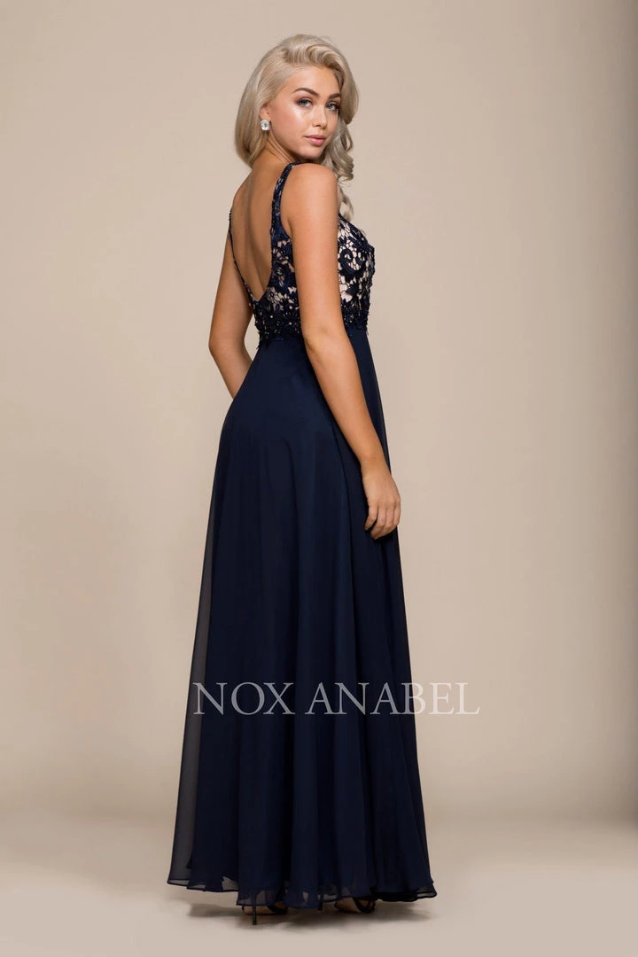 Prom Long Chiffon Dress With Lace Bodice By Nox Anabel 8297 4 Prom Long Chiffon Dress With Lace Bodice By Nox Anabel 8297