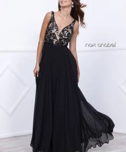 Prom Long Chiffon Dress With Lace Bodice By Nox Anabel 8297 10 Prom Long Chiffon Dress With Lace Bodice By Nox Anabel 8297