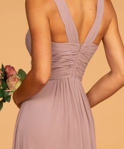 Long Chiffon Dress With Ruched Sweetheart Bodice By Elizabeth K GL2608 Prom