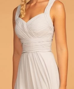 Long Chiffon Dress With Ruched Sweetheart Bodice By Elizabeth K GL2608 Prom