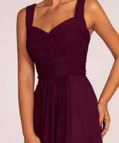 Long Chiffon Dress With Ruched Sweetheart Bodice By Elizabeth K GL2608 Prom