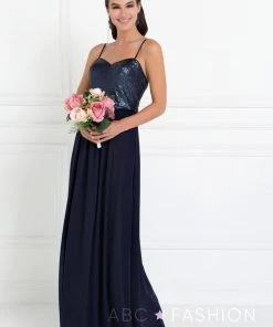 Prom Long Chiffon Dress With Sequined Bodice By Elizabeth K GL2416