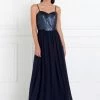 Prom Long Chiffon Dress With Sequined Bodice By Elizabeth K GL2416