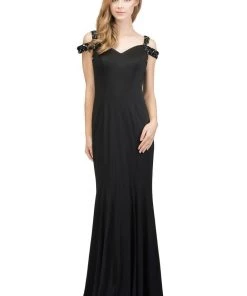 Starbox Prom Long Cold Shoulder Dress With Beaded Straps By Star Box 81007