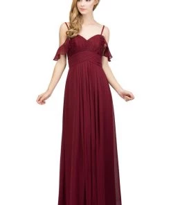 Starbox Prom Long Cold Shoulder Dress With Lace Bodice By Star Box 81016