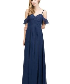 Starbox Prom Long Cold Shoulder Dress With Lace Bodice By Star Box 81016
