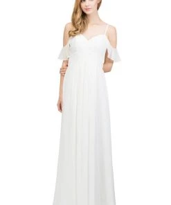 Starbox Prom Long Cold Shoulder Dress With Lace Bodice By Star Box 81016