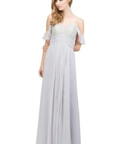 Starbox Prom Long Cold Shoulder Dress With Lace Bodice By Star Box 81016