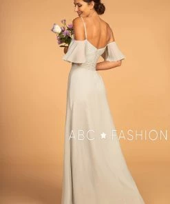 Long Cold Shoulder Dress With Pleated Bodice By Elizabeth K GL2615 Prom