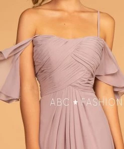 Long Cold Shoulder Dress With Pleated Bodice By Elizabeth K GL2615 Prom