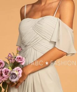 Long Cold Shoulder Dress With Pleated Bodice By Elizabeth K GL2615 Prom