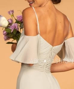 Long Cold Shoulder Dress With Pleated Bodice By Elizabeth K GL2615 Prom