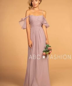 Long Cold Shoulder Dress With Pleated Bodice By Elizabeth K GL2615 Prom