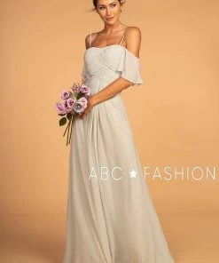 Long Cold Shoulder Dress With Pleated Bodice By Elizabeth K GL2615 Prom